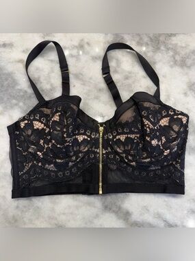 Victoria’s Secret Lace Bustier Bra 36C | Front Zip | Longline | BNWT 🖤